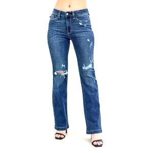 Judy Blue Mid Rise Hand Sand & Destroy Bootcut Jeans JB82541DK 5/27